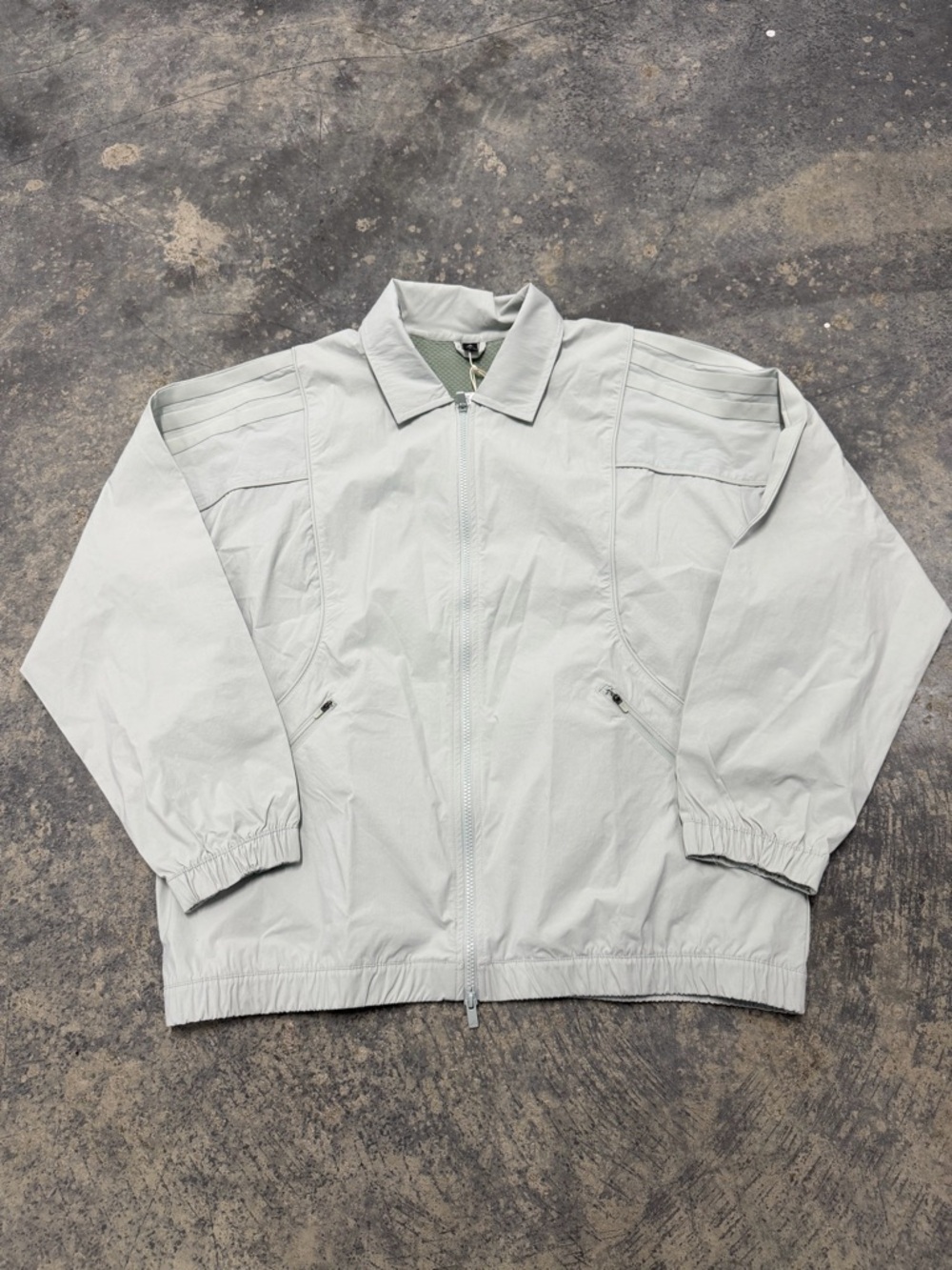 Brand New Adidas Light Gray Zip-Up Windbreaker Golf Jacket Sz. L